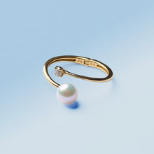 画像をギャラリービューアに読み込む, K18 Adjustable Ring with Akoya Pearl and Diamond＿アコヤ真珠/ダイヤフリーサイズリング｜Fujikoshi Jewelry（フジコシジュエリー）
