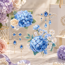 画像をギャラリービューアに読み込む, Floral Princess Hydrangea Melody クリスタルインク&amp;箔押し&amp;キスカット装飾コラージュステッカー｜nene_hope_heart（ネネホープハート）

