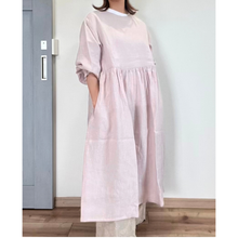 画像をギャラリービューアに読み込む, 上質リネンの割烹着ワンピース　ナチュラルカラー｜かっぽう着屋（カッポウギヤ）

