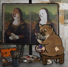 画像をギャラリービューアに読み込む, 名画『モナ・リザ』の世界に、柴犬の芸術家が登場｜yoshie moriuchi ARTWORKS（ヨシエモリウチアートワークス）
