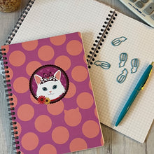 画像をギャラリービューアに読み込む, A5方眼リングノートドット猫顔柄｜CapeTek（チャペテク）
