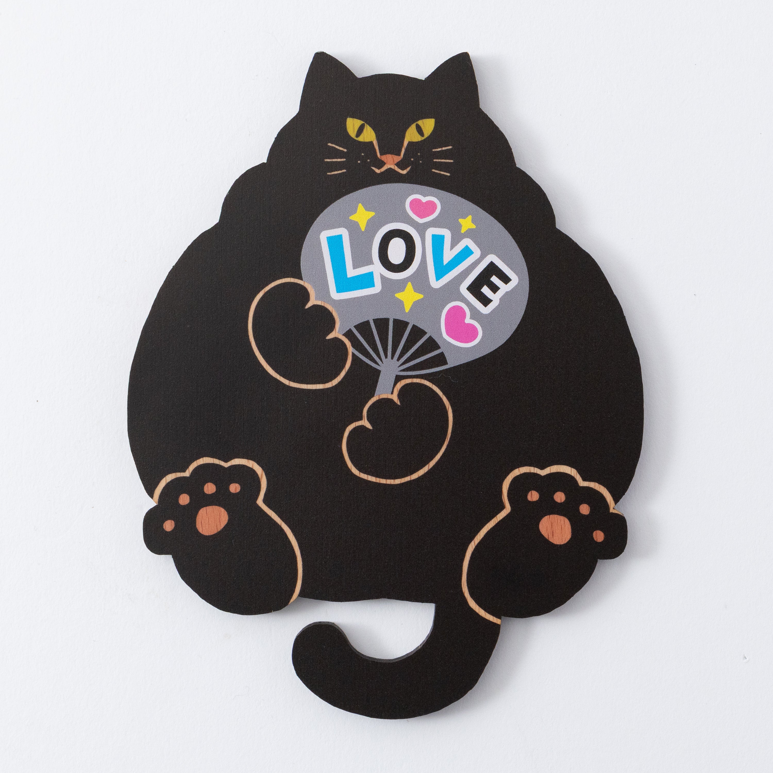 猫雑貨・木製プレート＆コースター【ねこまみれ　推し色　黒】｜Ten＆O Art+Craft（テンアンドオー　アートクラフト）