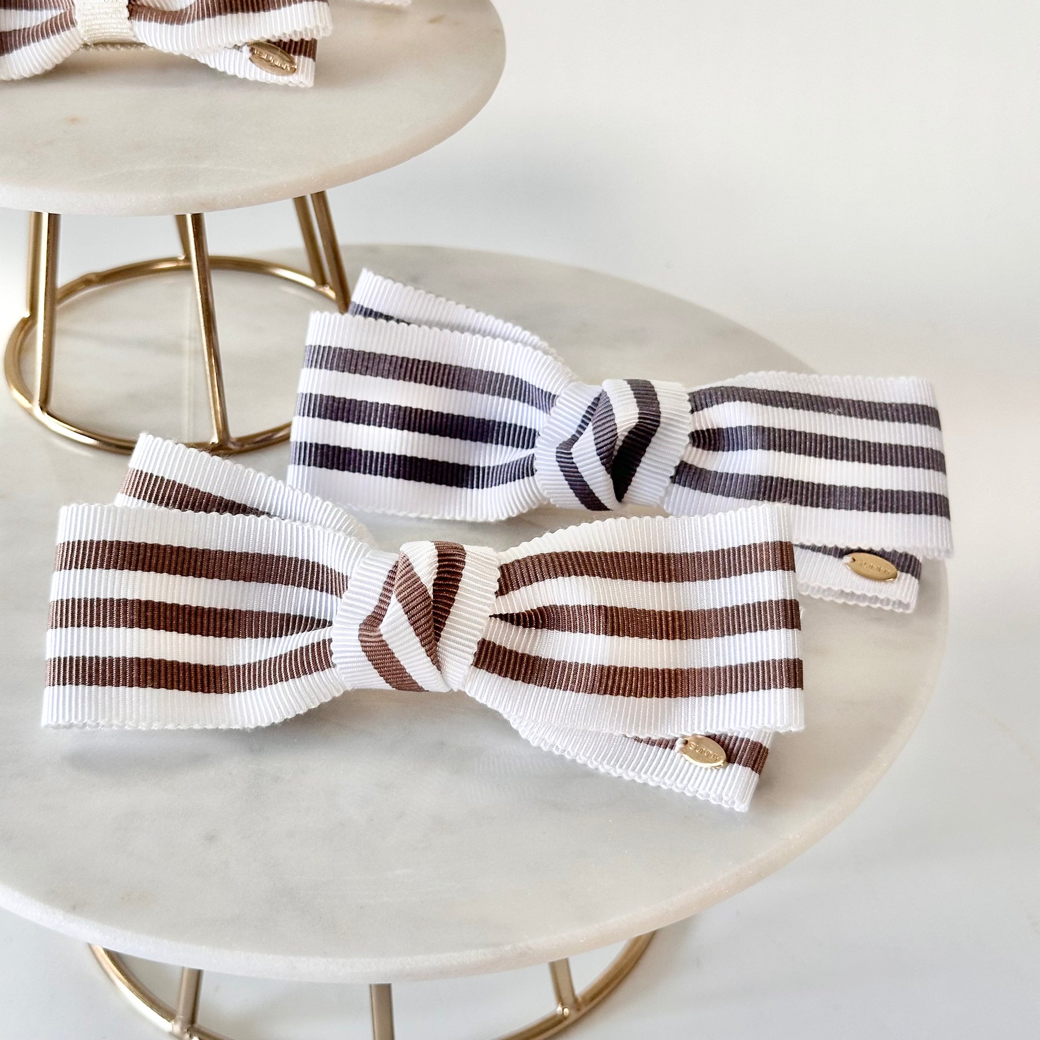 フレンチストライプ リボンバレッタ｜SUNNY RIBBON（サニーリボン
