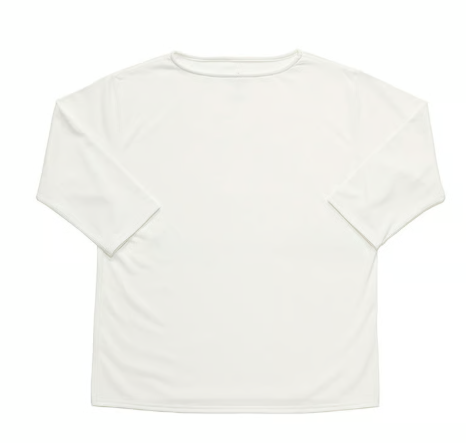 ボートネックシャツ七部袖 ホワイト／BOAT NECK SHIRT WHITE｜MASCOS（マスコス）