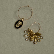 画像をギャラリービューアに読み込む, 【ピアス】知性と優雅さを纏うカメオとブラウンハートのアシンメトリー2WAYピアス｜ERIKOART（エリコアート）
