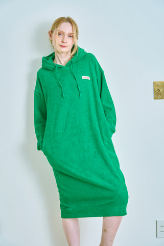 mucava 両面パイルロングフードワンピ グリーン｜mucava（ムカバ）