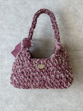 画像をギャラリービューアに読み込む, triangle denim fringe ribbon bag large shoulder ver. / red｜GONGON.crochet（ゴンゴンクロシェ）
