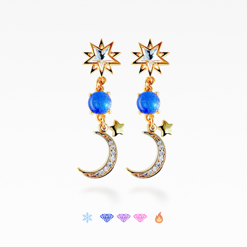 atelier ShowKer 色が変わる宝石ピアス　アジサイ石「moon &star」　ラウンド6mm｜atelier ShowKer（アトリエショーカー）