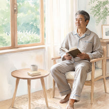 画像をギャラリービューアに読み込む, 呼吸するパジャマ®（パイピング） 綿麻平織 メンズ｜睡眠てらす（スイミンテラス）｜睡眠てらす（スイミンテラス）

