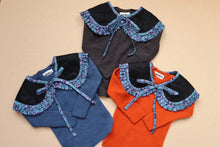 画像をギャラリービューアに読み込む, quilted frill collar (black quilt×blue liberty print)｜RonRon baby &amp; mom（ロンロンベビーアンドマム）
