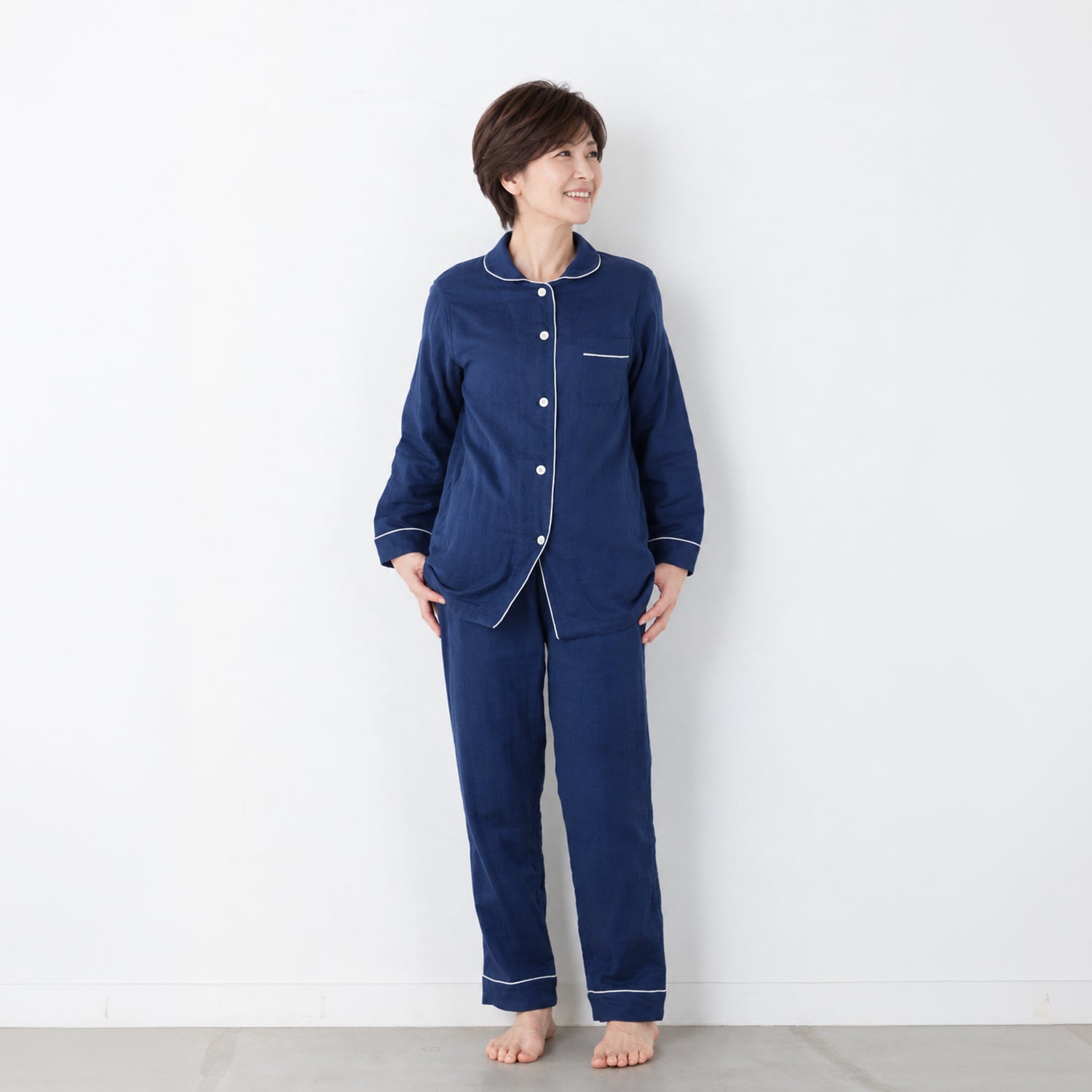 呼吸するパジャマ®（パイピング） 和晒し3重ガーゼ レディース