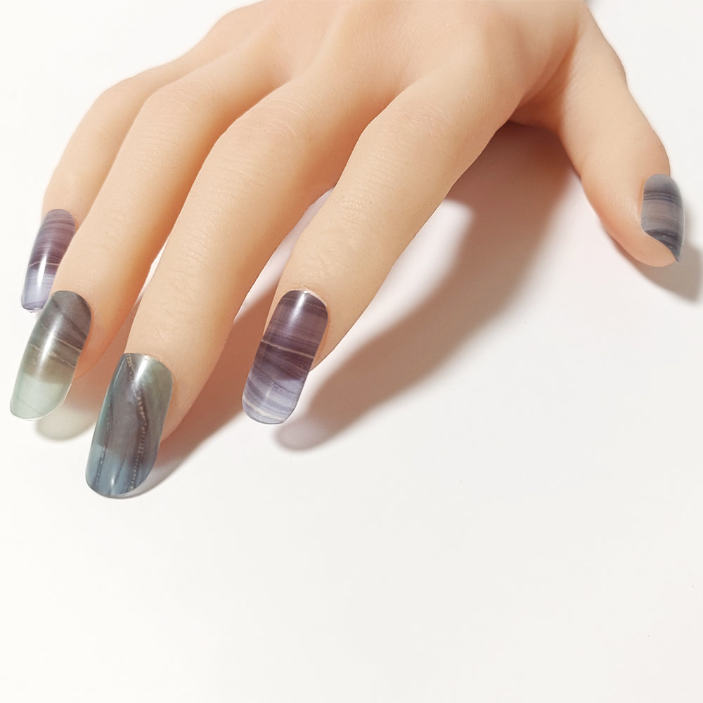 サイズの選べる半硬化ジェルネイルシール【Gel Nail Stickers 007 Alcohol ink : Blue × Green】｜ENCHANT（エンチャント）