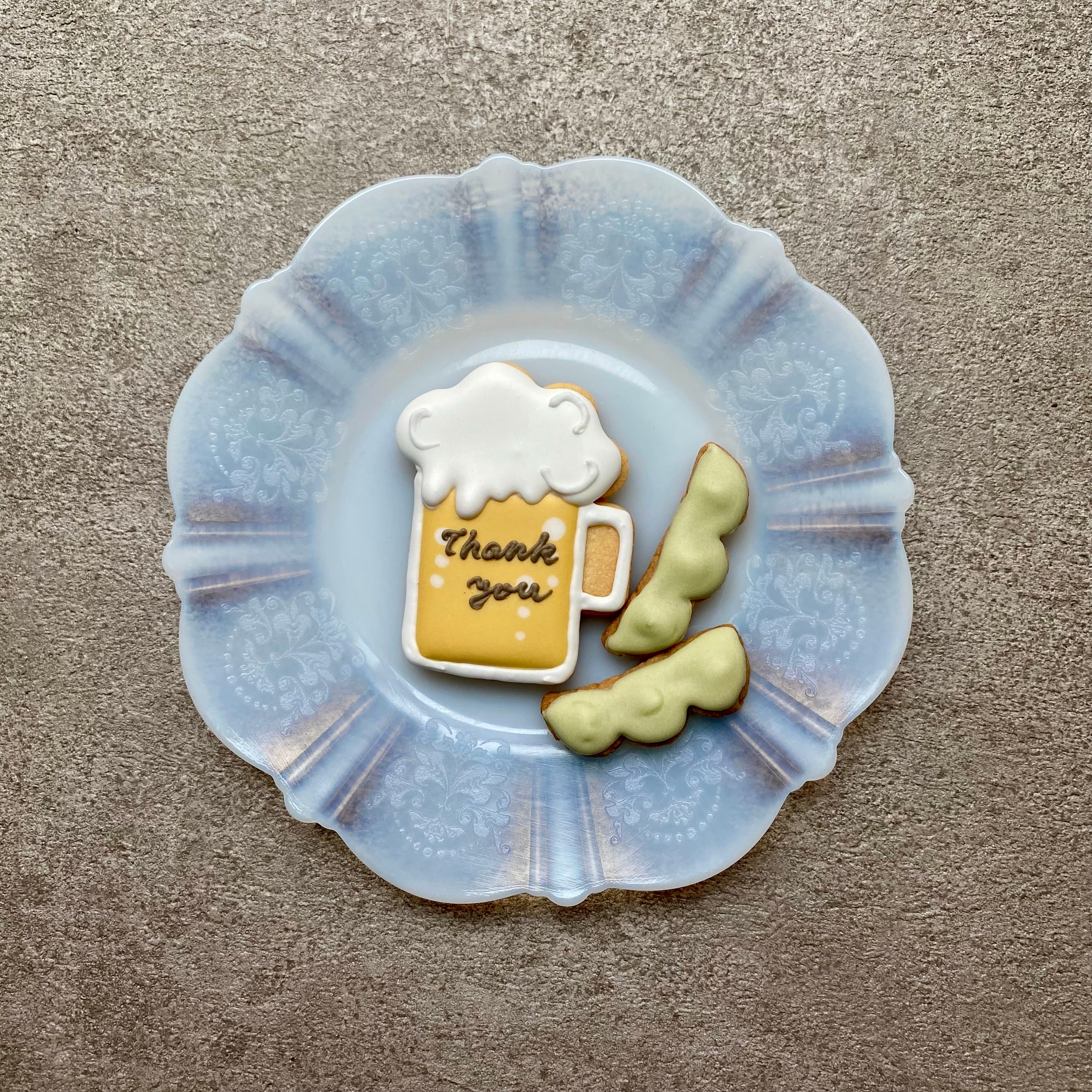 ビールと枝豆をどうぞ｜sumirecookies（スミレクッキーズ）