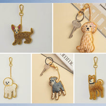 画像をギャラリービューアに読み込む, 幸せをよぶ　ザリ刺繡　バッグチャーム(犬シリーズ)｜猫とイチオクノホシ（ネコトイチオクノホシ）
