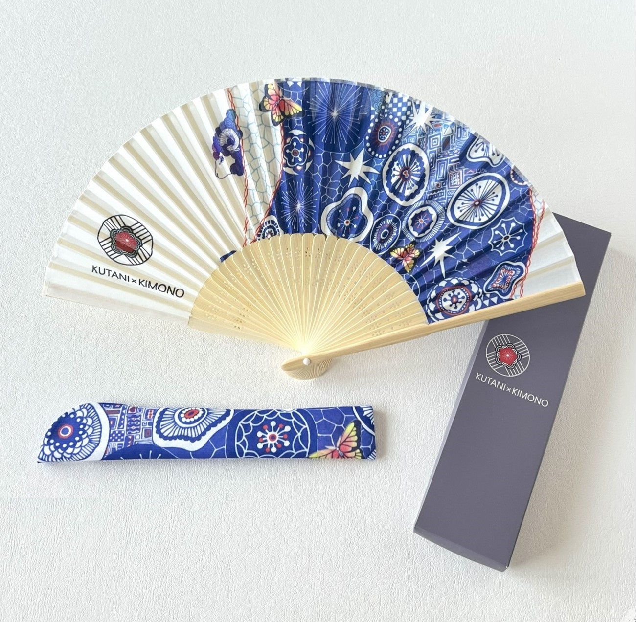 扇子【夢見紋】坂川ひかりデザイン 同柄収納袋・化粧箱入｜KUTANI×KIMONO（クタニキモノ）