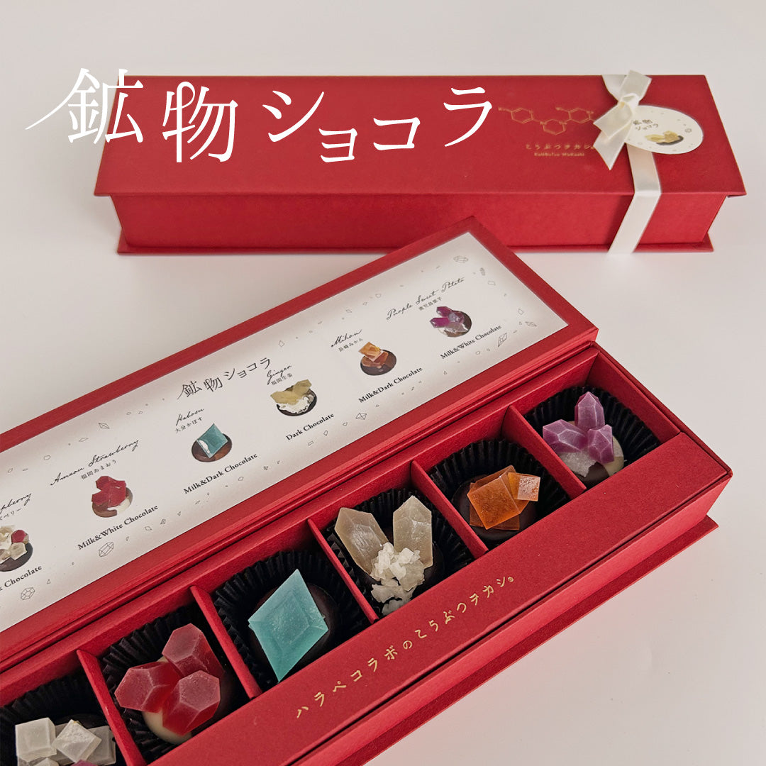 鉱物ショコラ6粒箱（チョコレート×琥珀糖）｜ハラペコラボ