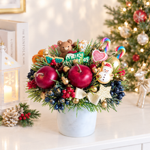 画像をギャラリービューアに読み込む, ミニクリスマス花瓶のミニクリスマスオーナメントアレンジ3点セット（アーティフィシャルフラワー・造花）｜bouquet de muguet（ブーケ　ドゥ　ミュゲ）
