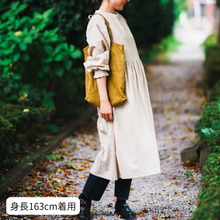 画像をギャラリービューアに読み込む, 【即納】コットンリネン　生成り　キナリ　割烹着ワンピース｜かっぽう着屋（カッポウギヤ）
