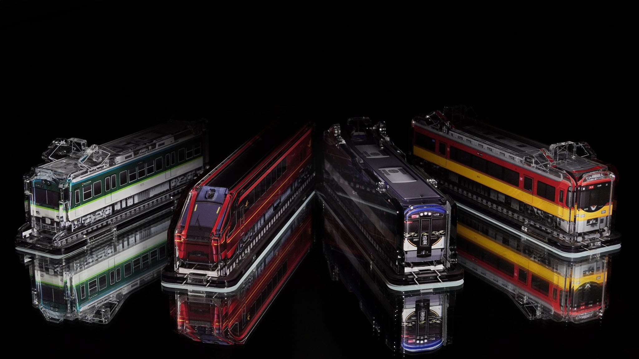 ⑪【3Dアクデン】京阪電車600形615・616号車＋水彩画台座セット｜3D