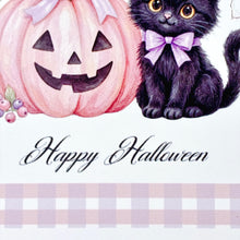 画像をギャラリービューアに読み込む, ピンクのかぼちゃと黒猫のハロウィンペーパーヘッダー（トッパー）7枚袋付き｜ｏｋｕｒｕ（オクル）
