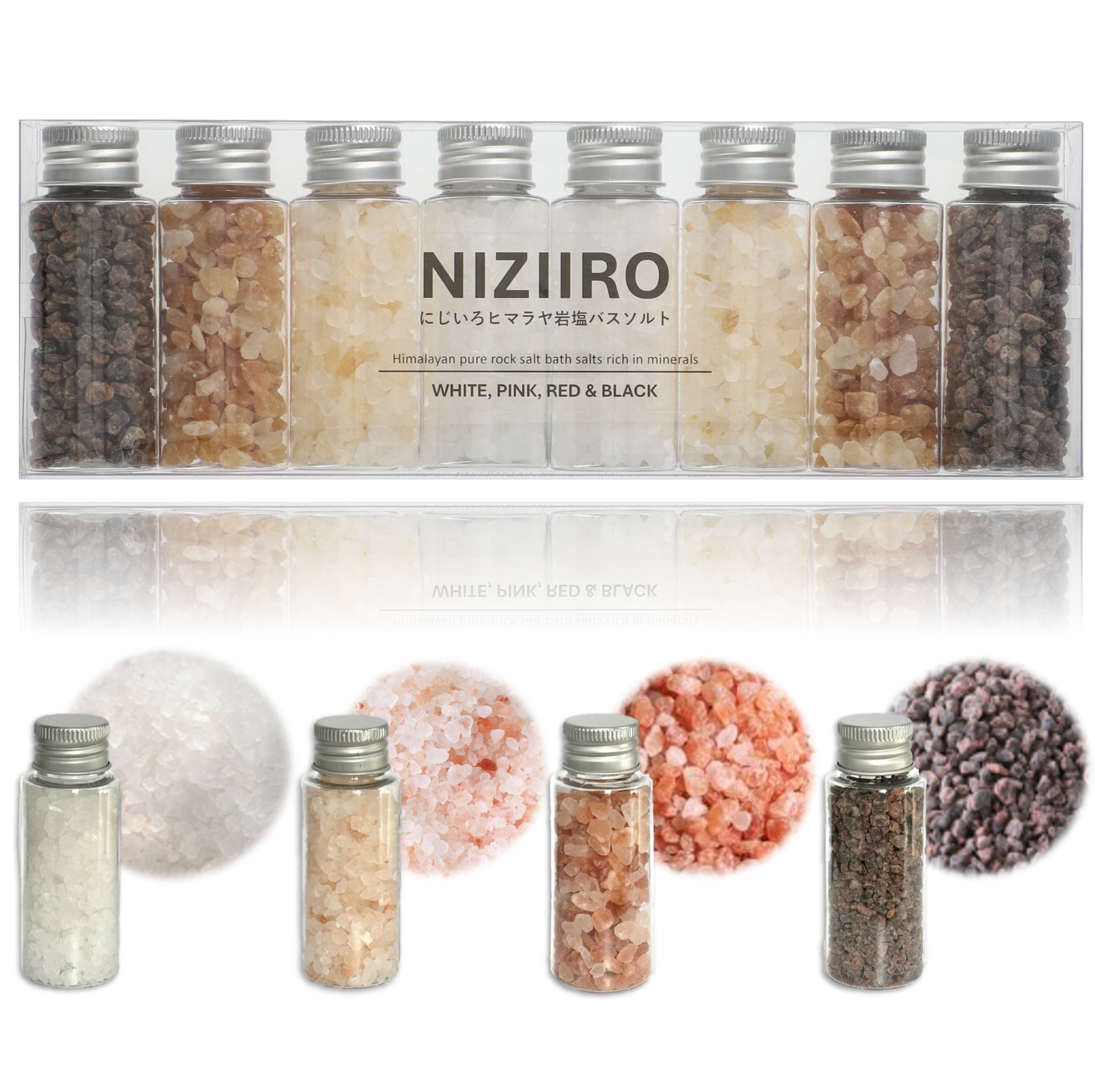 にじいろヒマラヤ岩塩バスソルト 入浴剤 8本セット 【そのまま渡せる】 バスソルト プレゼント・プチギフトにおススメ☆｜NIZIIRO（ニジイロ）