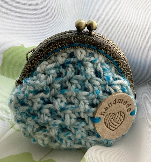 マーブルブルーがま口ミニポーチ｜M'S  CROCHET（エムズクロシェット）