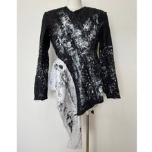 画像をギャラリービューアに読み込む, Men&#39;s patchwork shirt paint black- メンズパッチワークシャツ ペイント黒｜Merci DIEU（メルシーデュー）
