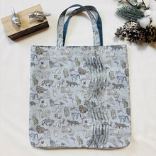 画像をギャラリービューアに読み込む, ウェーブタックトートバッグ（ブルーグレー・猫）｜Nikomatch（ニコマッチ）
