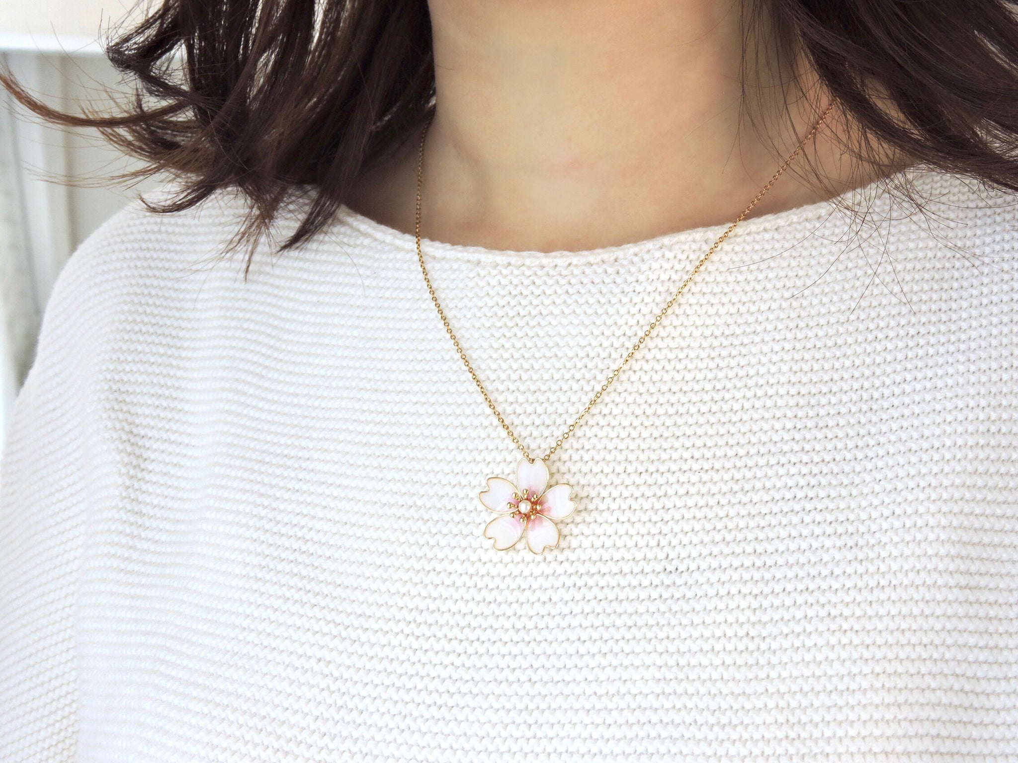 一輪の桜ネックレス（ピンク） SAKURA / Cherry blossom｜Lab407