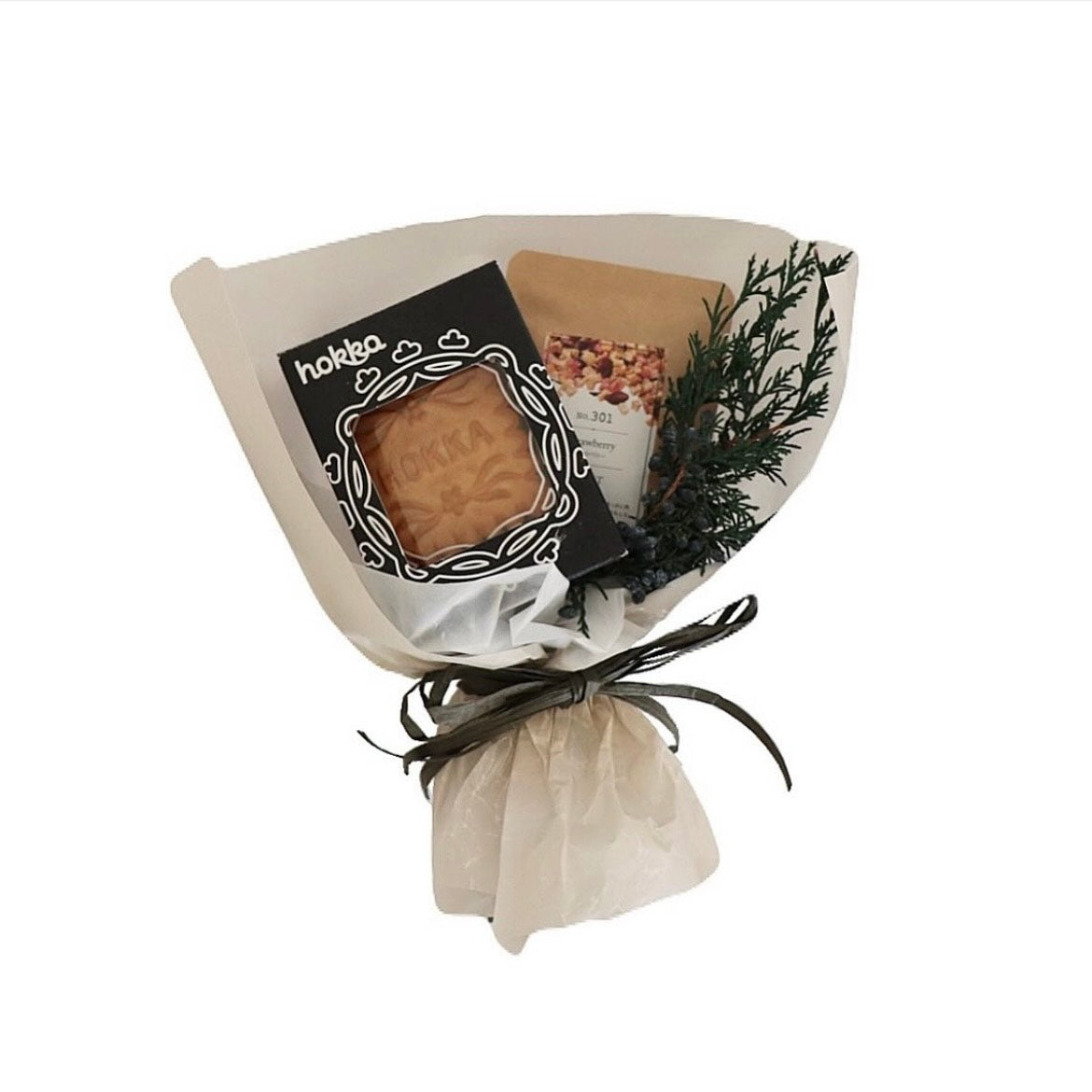 誕生日やお礼に贈るナチュラルお菓子ブーケ ビスケット＆ドライフルーツティ｜まあるいへや