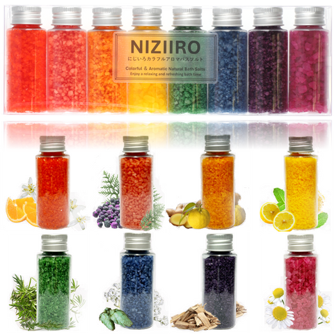 にじいろカラフルアロマバスソルト 入浴剤 8本セット 【そのまま渡せる