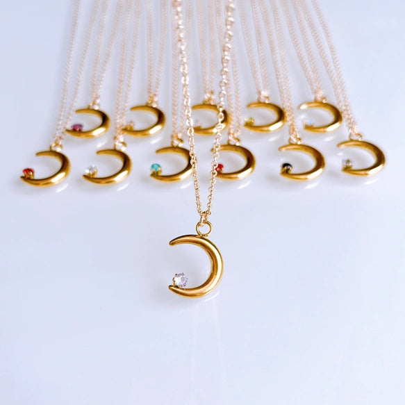 三日月ムーン×スター誕生石ネックレス｜SAKURA jewelry（サクラジュエリー）