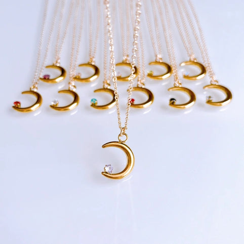 SAKURA jewelry 三日月ムーン×スター誕生石ネックレス｜SAKURA jewelry（サクラジュエリー）