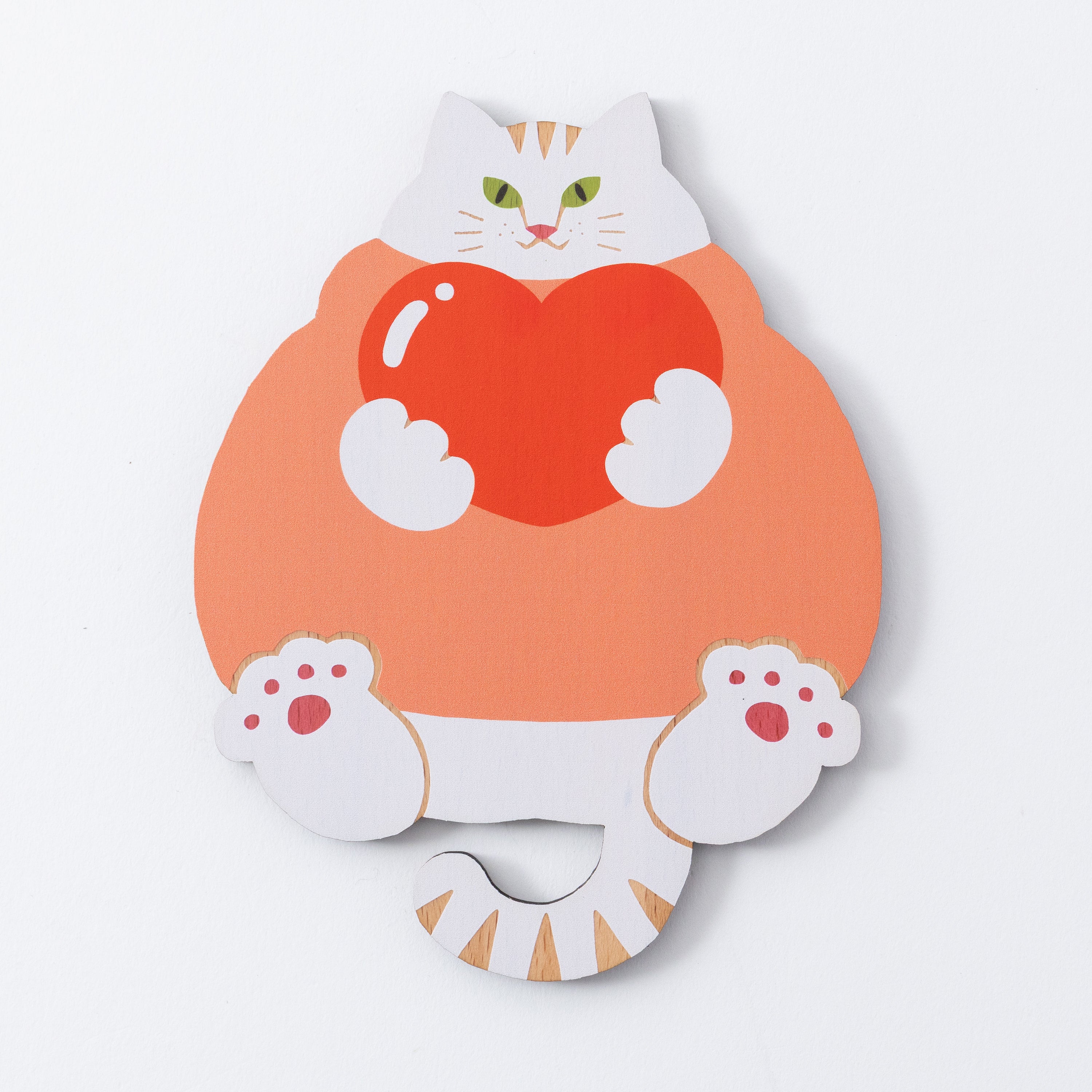 猫雑貨・木製プレート＆コースター【ねこまみれ　推し色　赤】｜Ten＆O Art+Craft（テンアンドオー　アートクラフト）