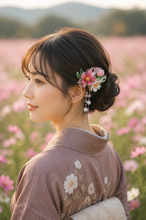 画像をギャラリービューアに読み込む, 透ける秋桜と揺れる天然石・クリスタルの髪飾り｜ハピネスウェーブ

