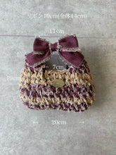 画像をギャラリービューアに読み込む, triangle denim fringe ribbon bag small / red × beige｜GONGON.crochet（ゴンゴンクロシェ）
