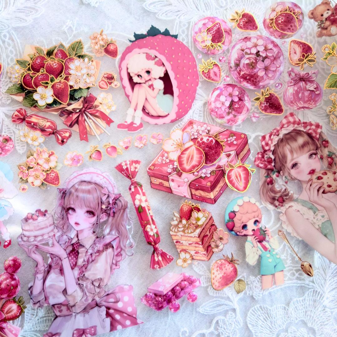 Strawberry Jewelクリスタルインク立体箔押しPETテープ20cm幅