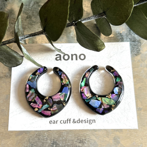 aono earcuff and design シェルモザイク　イヤーカフ2個セット｜aono earcuff and design（アオノイヤーカフアンドデザイン）