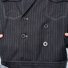 画像をギャラリービューアに読み込む, ピンストライプ デニムライク ダブルジャケット｜Nora Lily（ノラリリー）

