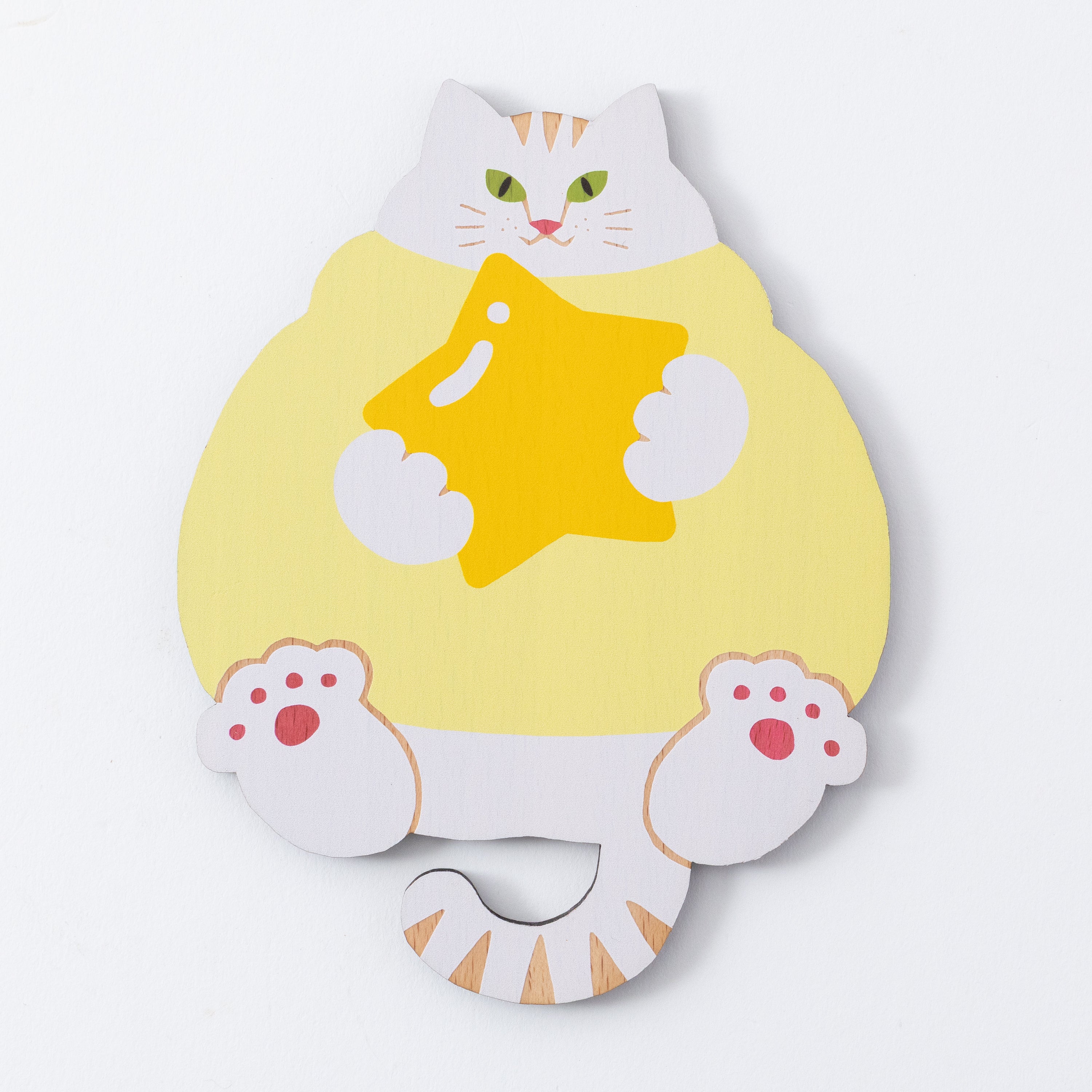 商品名 猫雑貨・木製プレート＆コースター【ねこまみれ　推し色　黄】｜Ten＆O Art+Craft（テンアンドオー　アートクラフト）