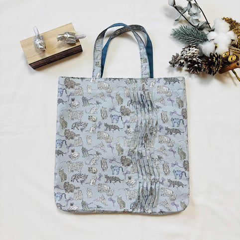 Nikomatch ウェーブタックトートバッグ（ブルーグレー・猫）｜Nikomatch（ニコマッチ）