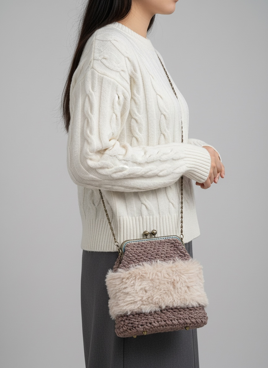 ふわふわファーのがま口チェーンバッグ｜M'S CROCHET（エムズ