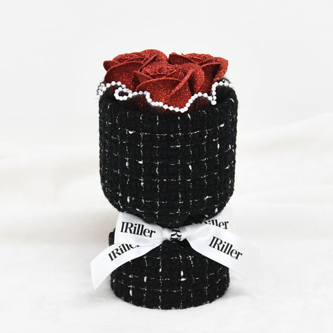 IRiller 尾州プティツイードブーケ 凛々響〈赤バラ3本〉｜日本製グリッターローズ｜IRiller（アイリエ）