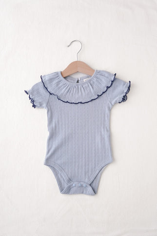 Bébémoose 【Blueberry pop】 -Ruffly cotton rompers｜Bébémoose （ベベムース）