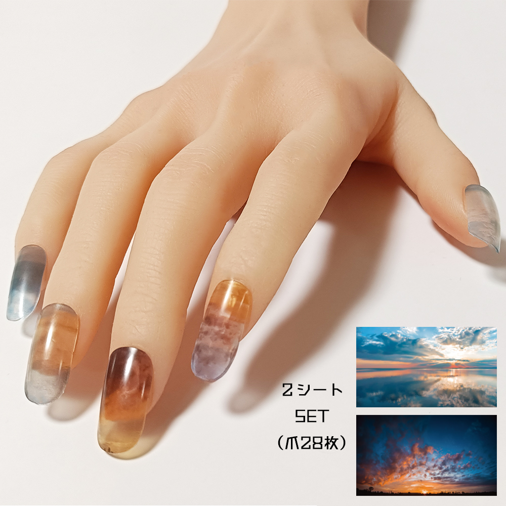 サイズの選べる半硬化ジェルネイルシール【Gel Nail Stickers 002 Sunset × Sunrise】｜ENCHANT（エンチャント）