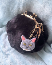 画像をギャラリービューアに読み込む, 羊毛フェルトの存在感ある猫ストラップ M（グレー）｜たろじろ
