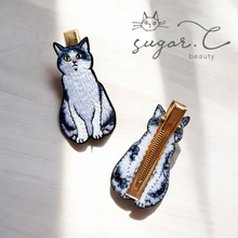 画像をギャラリービューアに読み込む, ネコの刺繍ヘアクリップ（1つ入り）｜sugar.C beauty（シュガーシービューティー）
