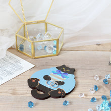 画像をギャラリービューアに読み込む, 猫雑貨・木製プレート＆コースター【ねこまみれ　推し色　青】｜Ten＆O Art+Craft（テンアンドオー　アートクラフト）
