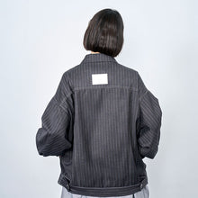 画像をギャラリービューアに読み込む, ピンストライプ デニムライク ダブルジャケット｜Nora Lily（ノラリリー）
