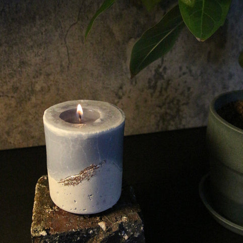 ito-nami candle, KYOTO 灯籠 セメントキャンドル -palm wax vintage texture-　香り付｜ito-nami candle, KYOTO（イトナミキャンドルキョウト）